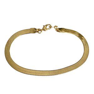 Vintage Gold Plated Flat Herringbone Bracelet 7-1/4" 14Kt Hamilton Yellow Gold